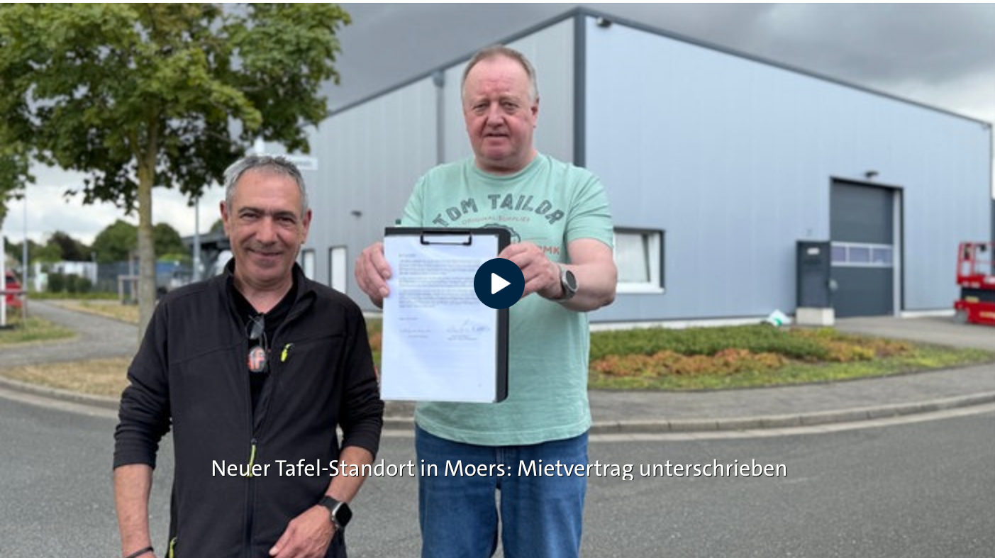 WDR berichtet: Mietvertrag für neuen Tafel-Standort unterschrieben